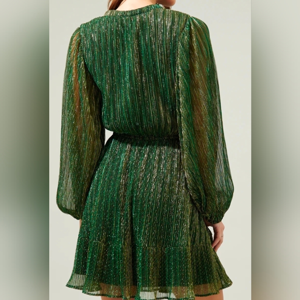 Eloquii Shimmering Green Long Sleeve Dress